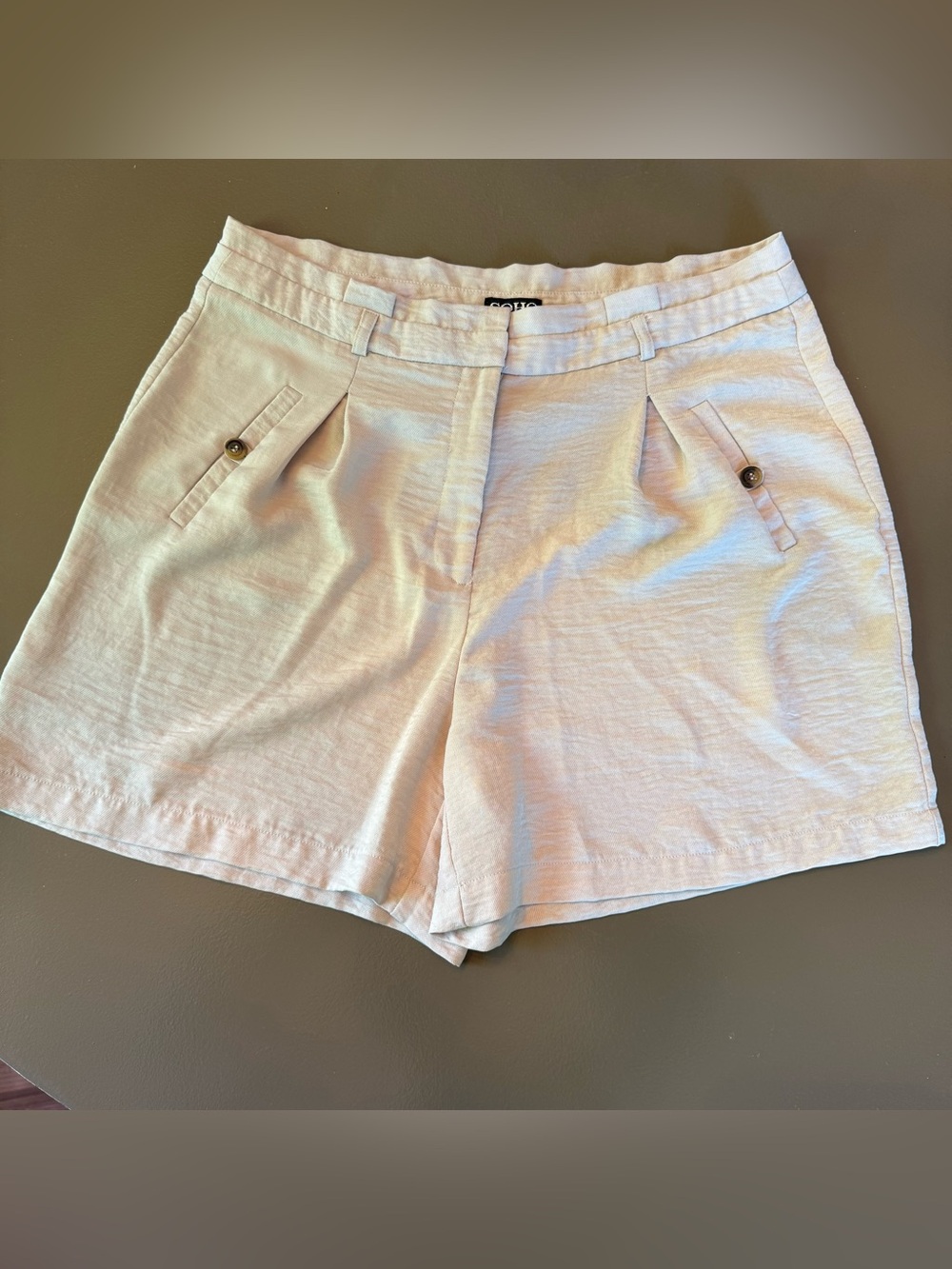 Soho Apparel Ltd. Light Cream High Rise Tailored Shorts